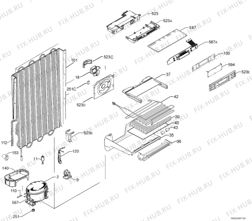 Взрыв-схема холодильника Privileg 167750_41601 - Схема узла Cooling system 017